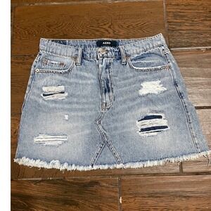 Aeropostale Aero Womens Distressed High Rise Denim Mini Skirt Light Wash Size 10